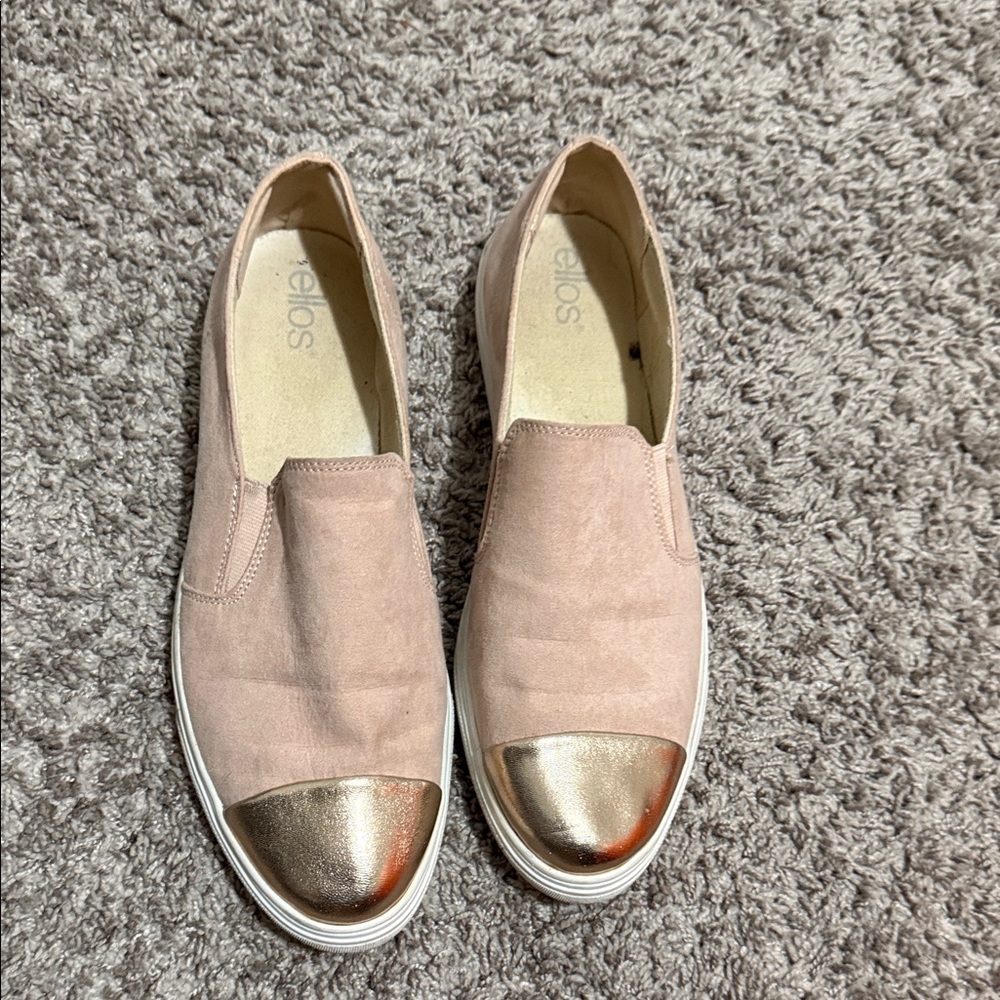 Ellos Women's Pink and Gold Slip-On Sneakers
